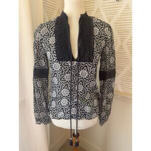 Tory Burch Women’s Size 4/Small Navy & White Tassel Tie Blouse Top